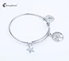 DIY New fashion life tree round rhinestone gold bangle silver bangles nice pendent bracelet