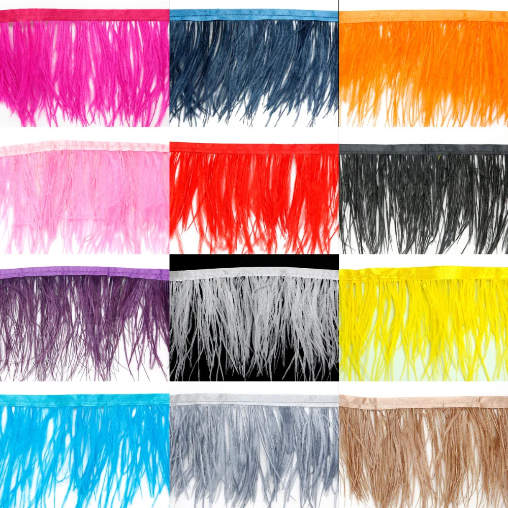 Custom 10cm Multi Color Long Ostrich Feather Plumes Fringe Trim for Party Clothes (2).jpg