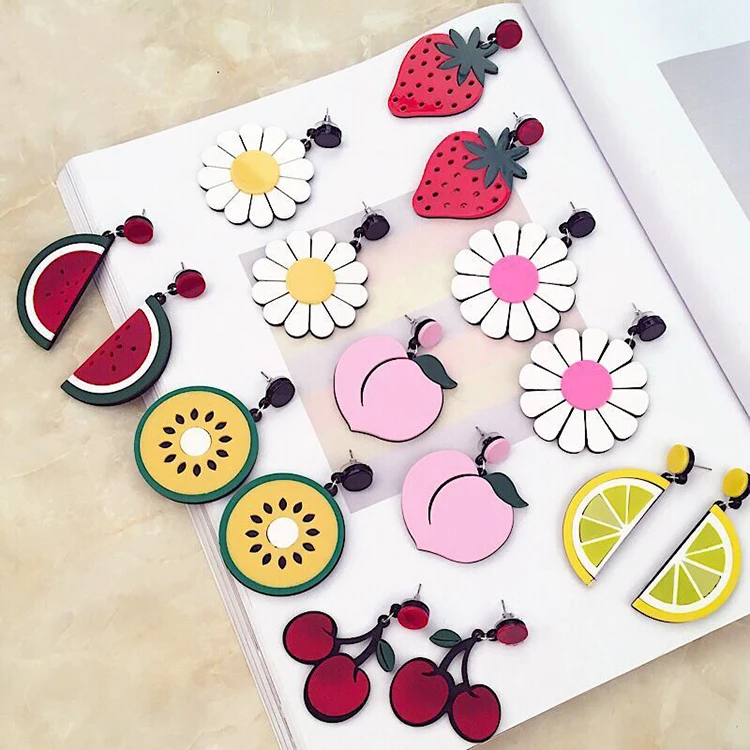 

Fruit Earrings Acrylic Flower Earring Acrylic Jewelry Supplies Strawberry Colorful Jewelry Fruit Charms Fruit Shape Earrings