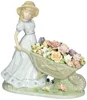 Porcelain Creative ceramic Artificial Easter Girl Pushing Flower Cart Ceramic Figurine