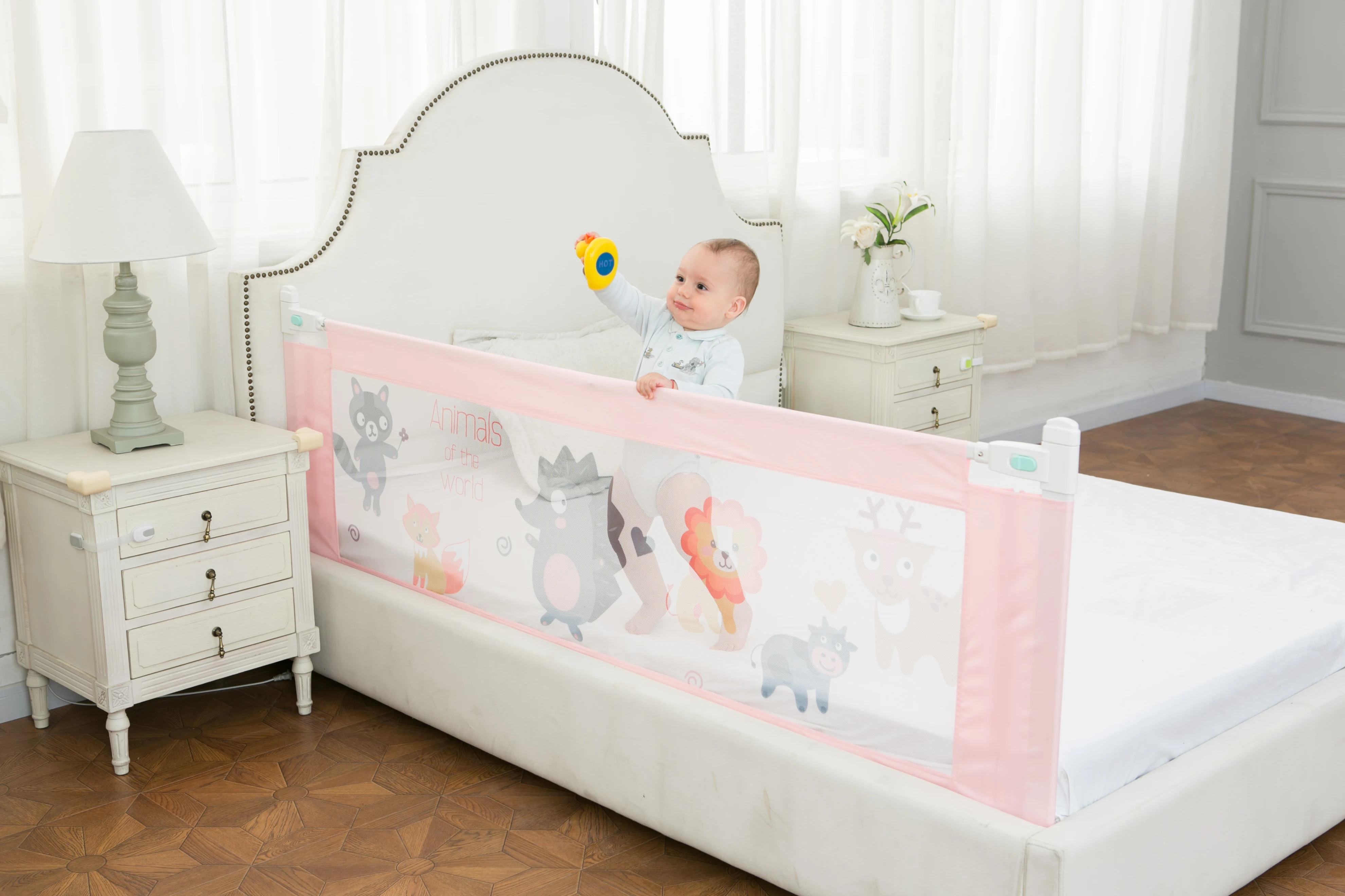 New Design Baby Safety Adjustable Protective Breathable Bed Guard Rail