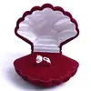 luxury wholesale customized shell shape velvet ring box for wedding ceremony