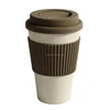 Food Grade Reusable Bamboo Fiber Coffee Cup with Rubber Lid