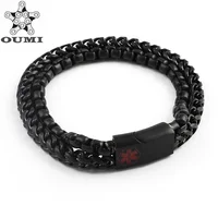 

OUMI New Chinese Chain Jewelry Braided Black Stainless Steel Bangle Bracelet For Men