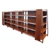 Grocery store wood gondola retail shelving display rack