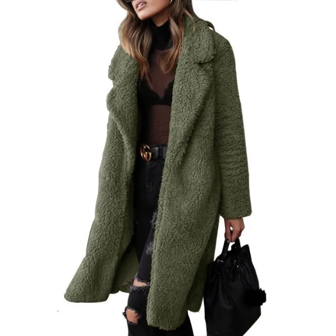 
Wholesale Latest New Fashion Design Women Wool Casual Winter Faux Fur Coat 