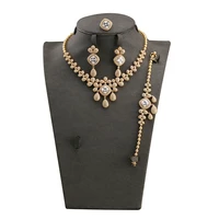 

Artificial american diamond jewellery sets leaf shape necklace earring jewellery sets