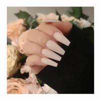 

ZK-AN541 Wholesale Handmade Nude Pink Color Long Ballerina Coffin Shaped Fake Nails 24PCS