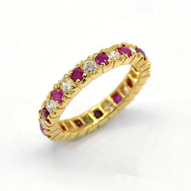 

Jewelry 925 Sterling Silver Gold Rainbow Large Eternity Wear ring 925 silver sterling
