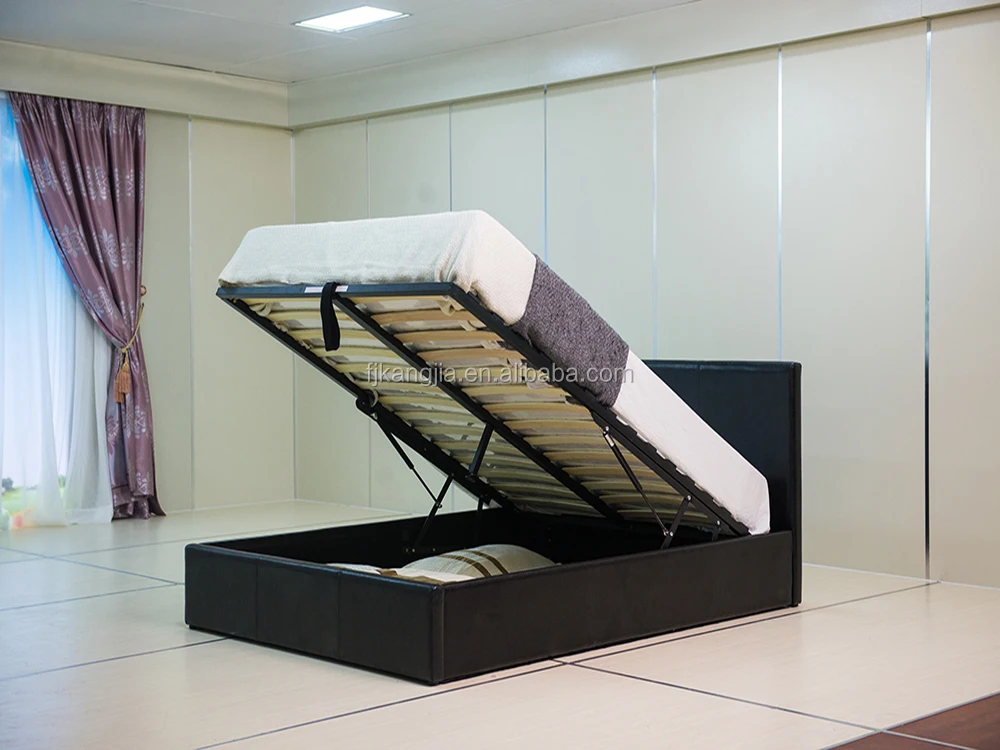 
Modern Soft Black PU PVC Modern Soft Lift Up Storage Bed 
