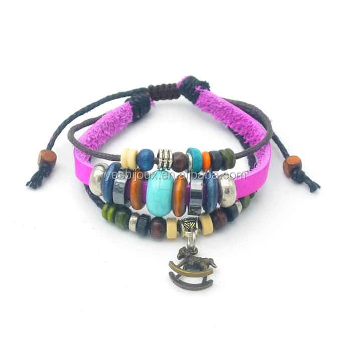 

factory supply beads beaded eather bracelet leather multilayer charm bead bracelet mixed free sample free shipping bracelet