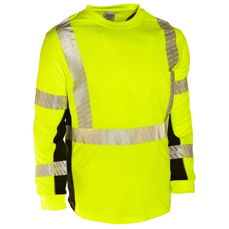 Class 3 High Visibility Long Sleeve Reflective Safety T Shirt For Men ...