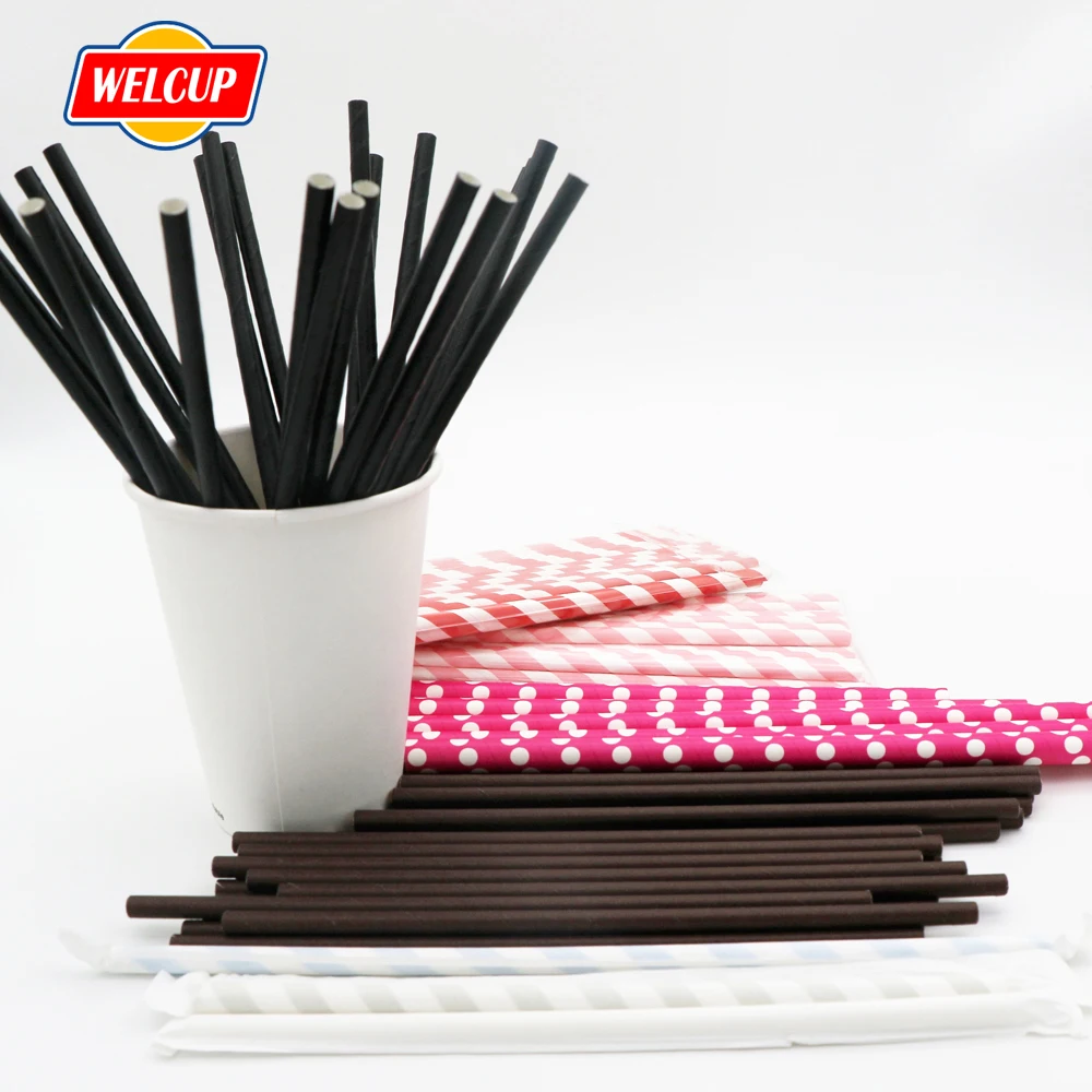 Wholesale Colorful Biodegradable Paper Straw Disposable Cold Hot