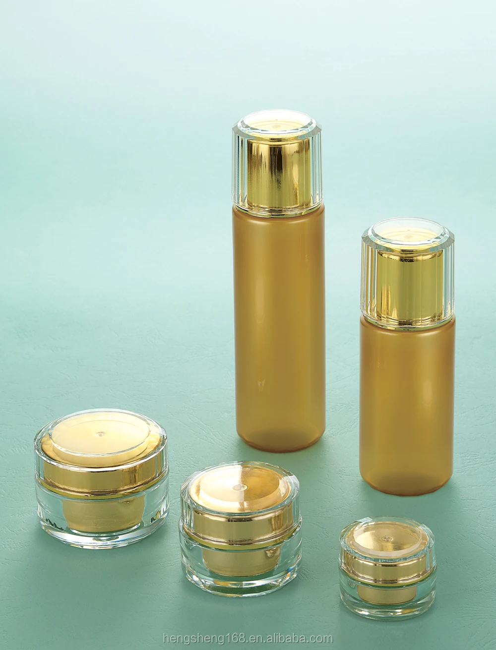 golden cosmetic bottles