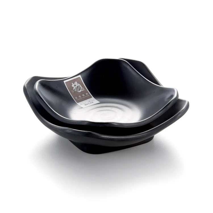 

Hot Sale Melamine Black Plastic Square Sauce Plate Dish