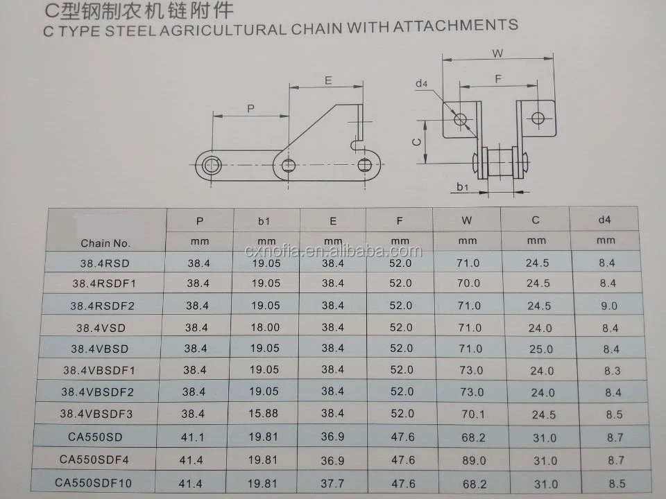 38.4VB Chain with SD Attachments - Durable Agricultural Chain
