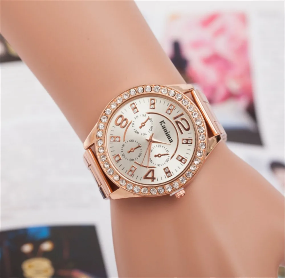 

The Most Popular Gold Watch Women Rhinestone Watch Ladies Fashion Dress Watch HW13