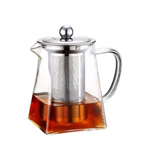 

New design square shape glass teapot with handle