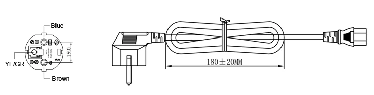 Schuko plug with C13