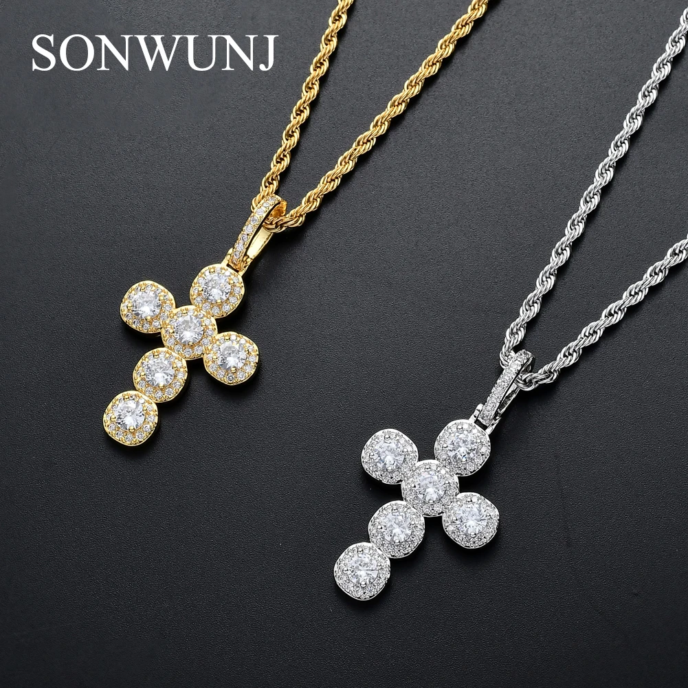 

CN077 BLING BLING CZ Cross Pendant Iced Out Cubic Zircon Necklace Hip Hop gift Jewelry