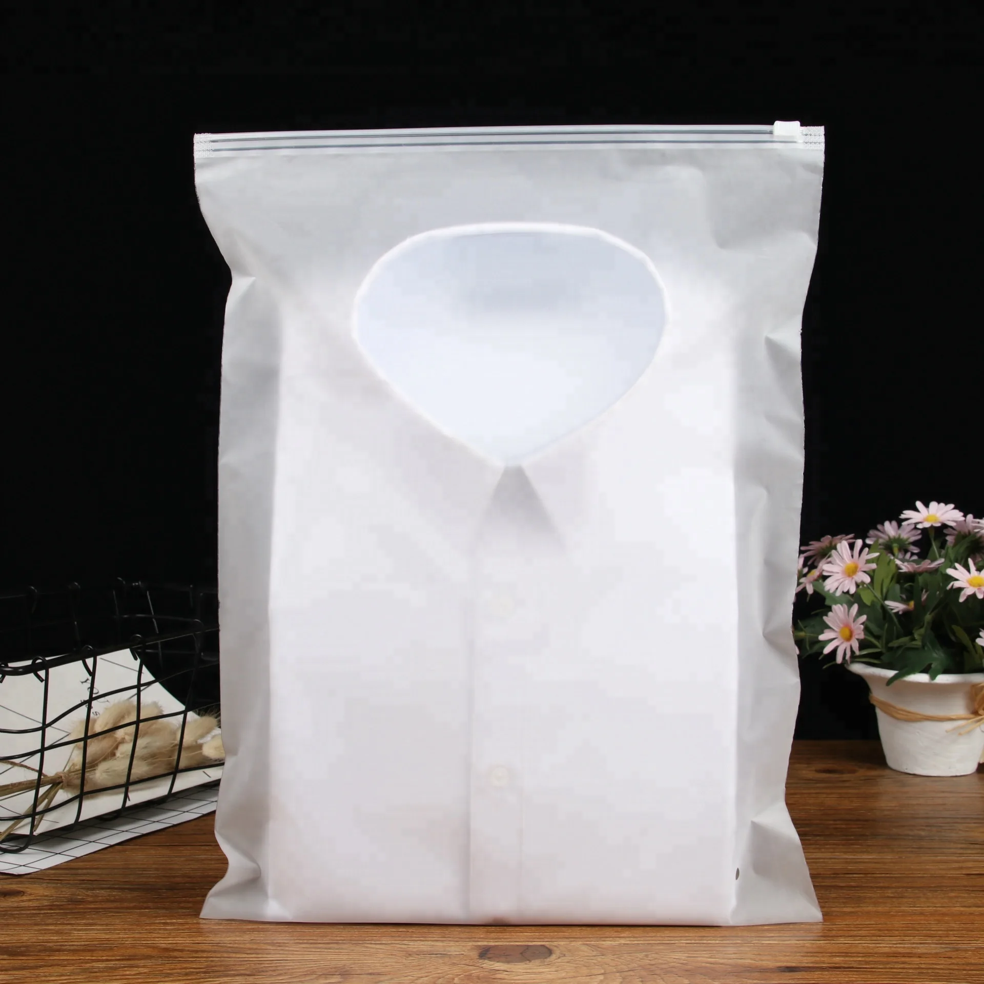Custom Printing Frosted Apparel Bag Resealable Plastic Pe Shirt