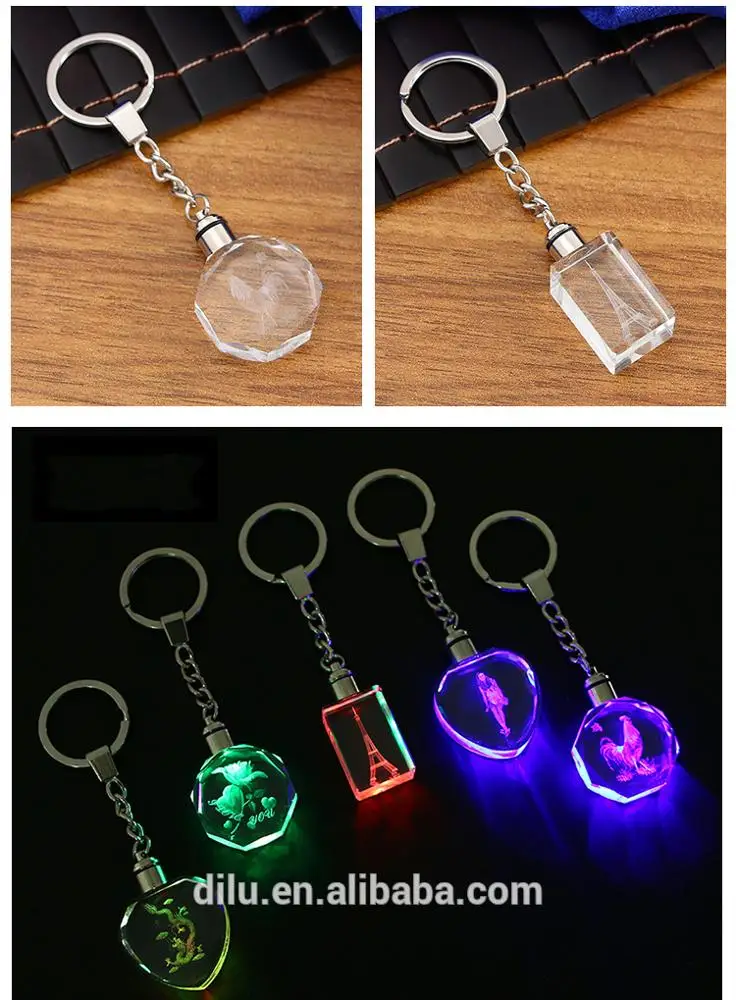 Cristal porte-clés, Crystal porte-clés, porte-clés en verre, porte-clés  LED, cadeaux en cristal de promotion, laser 3D en cristal Porte-clés, gravé  Porte-clés