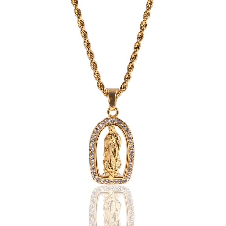 gold plated virgin mary necklace