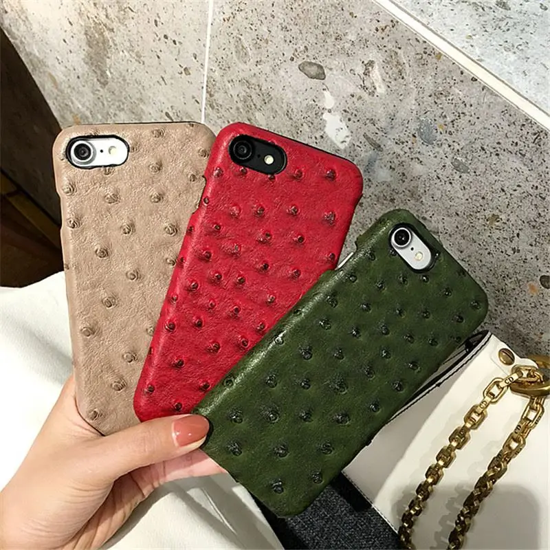 

2017 Hot Ostrich Skin Leather Case for iphone 7 7Plus Hard Hipster Back Cover for 6 6Plus 6sPlus From