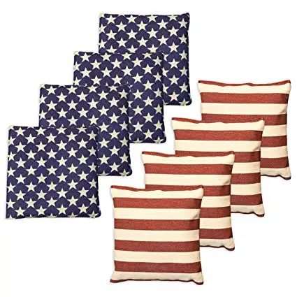 

Play Platoon Weather Resistant Cornhole Bean Bags - Set of 8 American Flag Corn Hole Bags (Stars & Stripes), As shown or custom