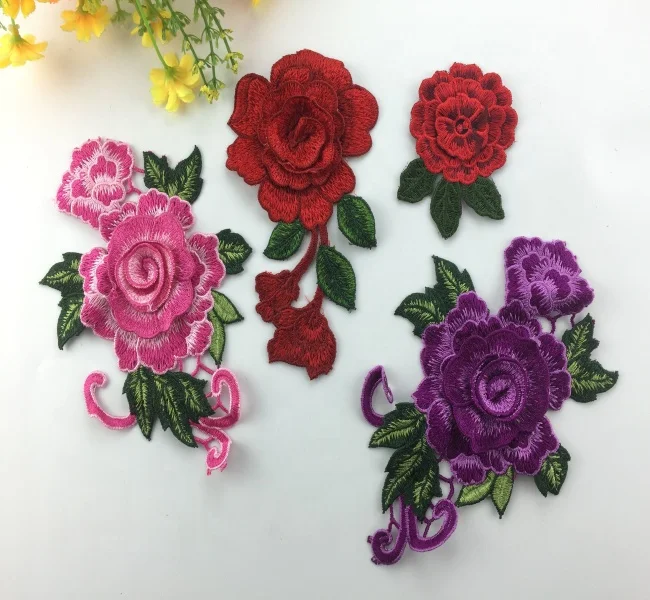 

hot sale wholesale 3D embroidery flower applique/patch for decorate, Custom color