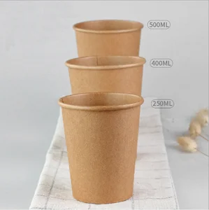 Image of Disposable nature color bamboo paper mugs