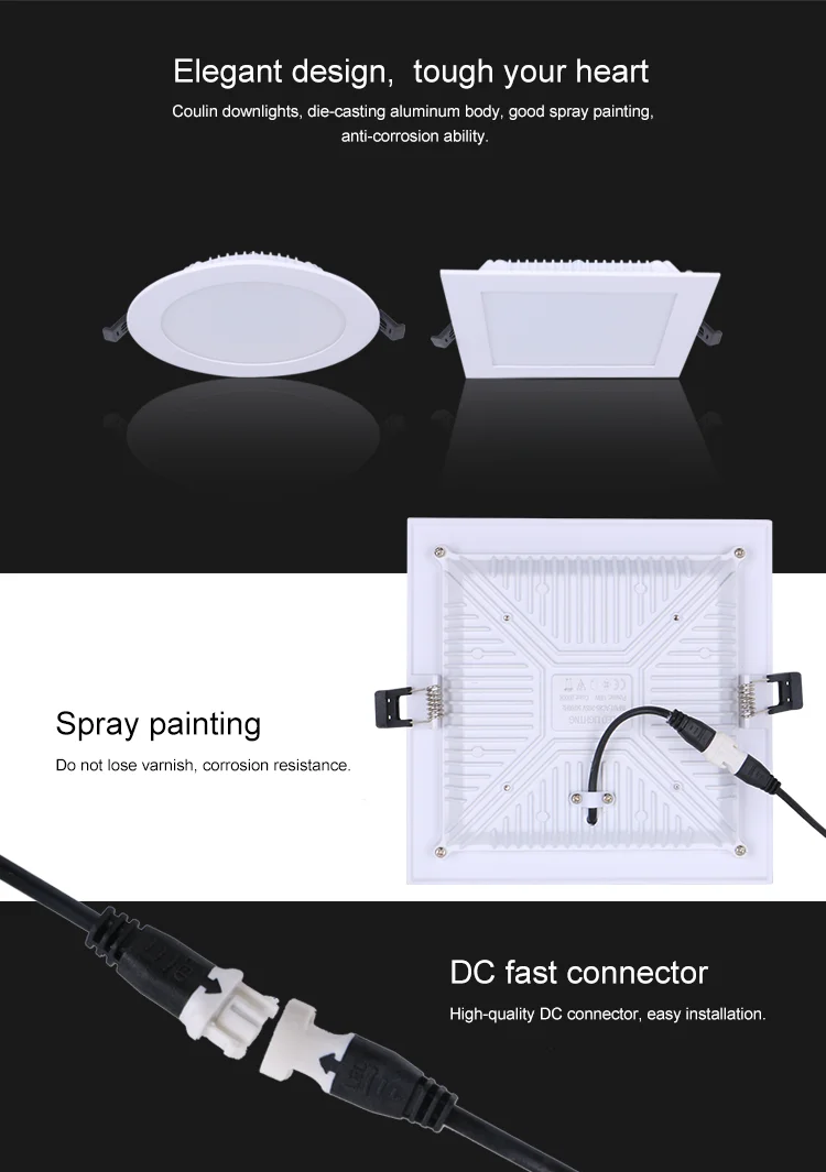 Ultra Thin square round 12W 18W Recessed Round LED Down Light