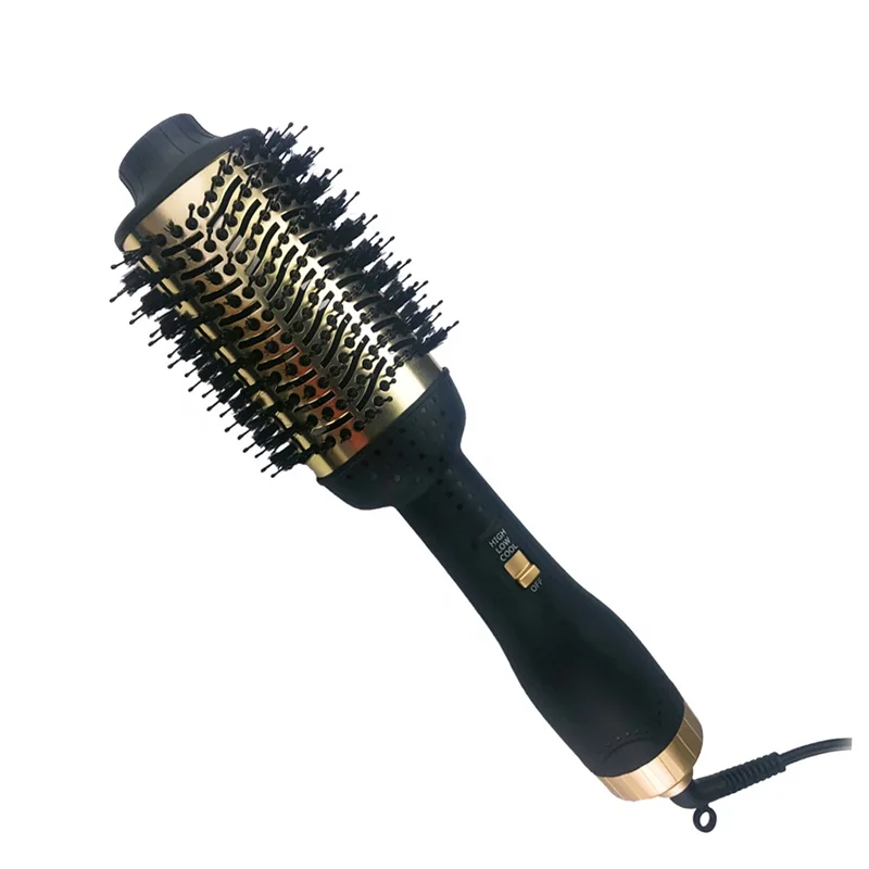 

New one Step Hair Dryer Volumizer 3-in-1Hair Dryer Brush with Straightening salon hot air brush styler, Black+gold