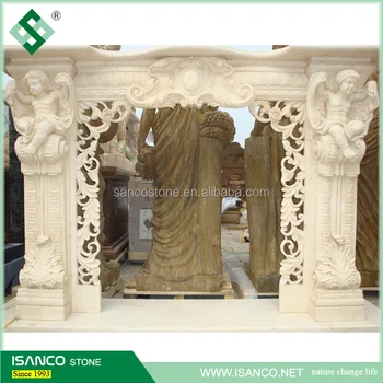 China Cheap Hand Carved Stone Indoor Use White Marble Fireplace