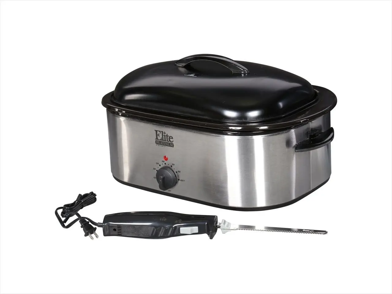 Get Quotations · Elite Platinum Stainless Steel Roaster Oven with Triple  Buffet Server, Removable Insert and Electric Knife