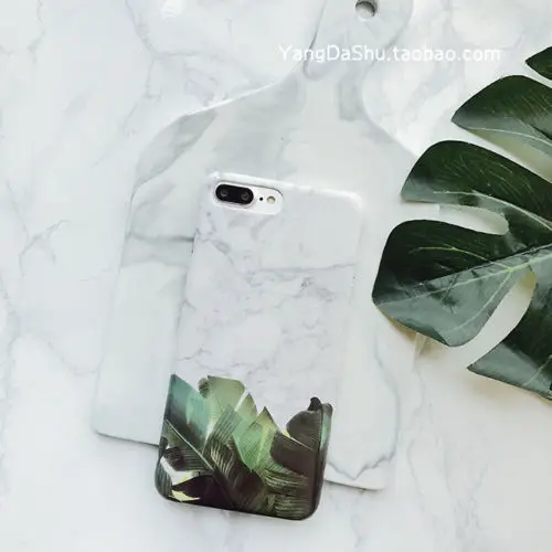 

hot selling Green leaf Plant Marble stone design Hard back phone Case Cover For iPhone 6s Plus 7 7Plus, As the picture show