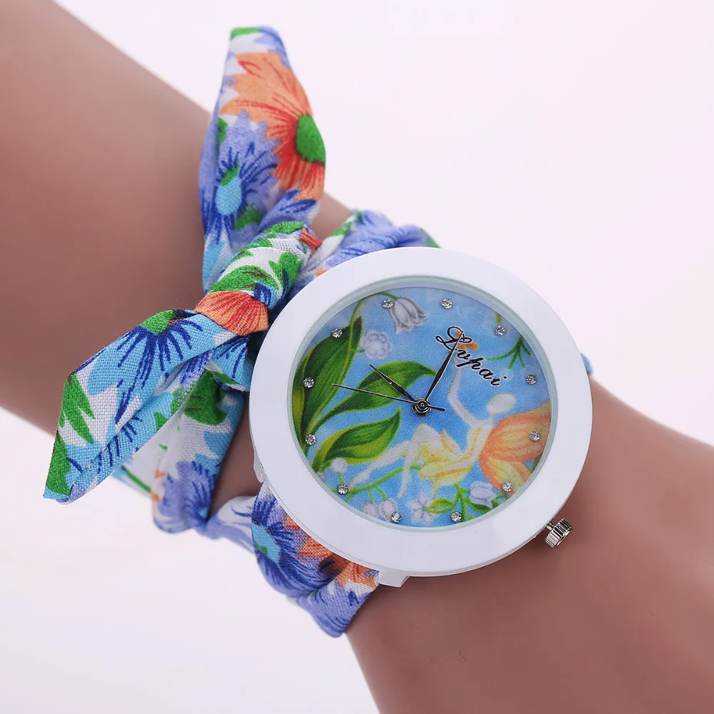

Lvpai Brand Ladies Flower Cloth Wrist Watch Fashion Women Dress High Quality Fabric Watch Sweet Ladies Watch, White