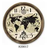 Vintage Rustic Country Arabic Numerals ,World Map Pattern Design Wooden Round Home Decoration Non frame Wall Clock