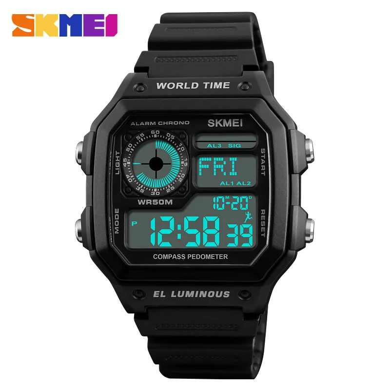 

WJ-7628 SKMEI Brand Digital Watches Good Quality Plastic Band Lighter Wristwatch Rectangle Case Sport Cheap Watch For Men, Mix