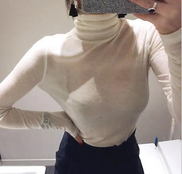 

Runwaylover4782 Europea turtleneck mesh crochet top