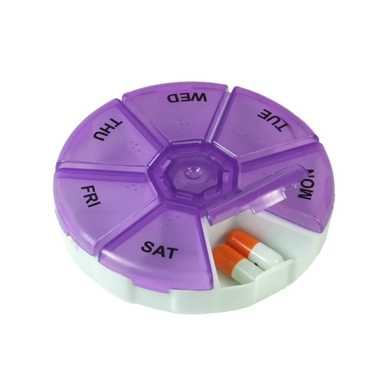 Weekly Pill Organizer Large Round Travel Medication Reminder Daily