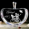 wedding Laser Etched Flat Faced Crystal apple craft gift MH-G0309