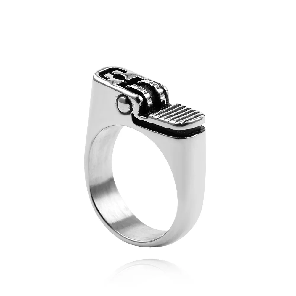 

Fashion men's silver stainless steel lighter shaped ring