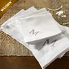 Custom plain white embroidered monogrammed table linen wedding cotton cocktail napkins