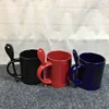 Wholesale Price 11oz colorful Sublimation Heat Sensitive Color Changing Black Mug WIth Spoon