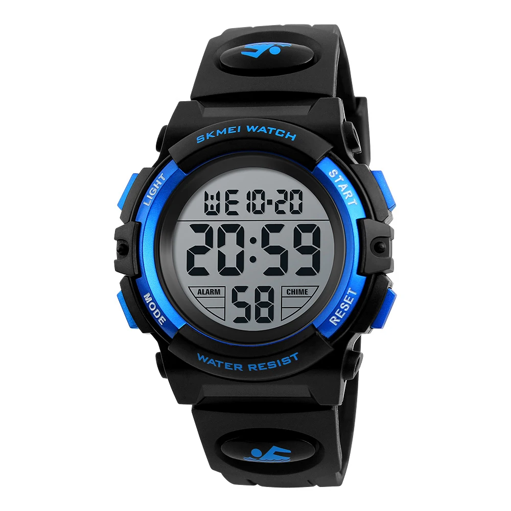 

Skmei 1258 digital alarm clock sport men watches, Black;red;gold;blue;arpicot