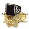 Newest Design Silver Engraved Great Wall Rectangle Black Onyx stone Ring for Men
