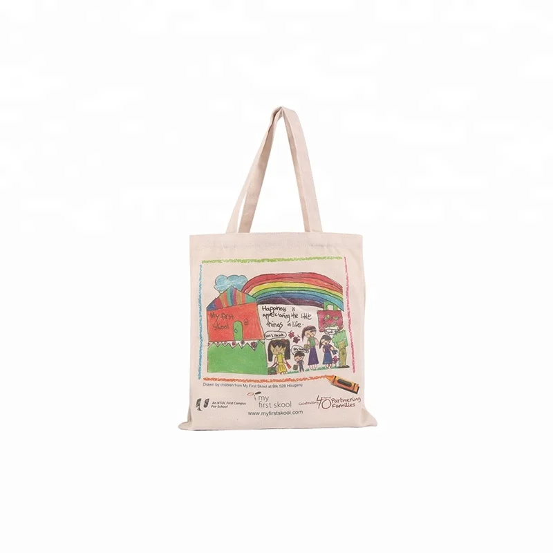 
high quality kids cotton canvas diy drawing bag 