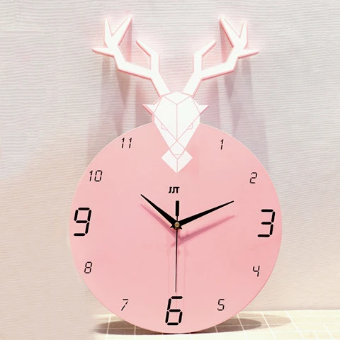 

odm/odmmodern wall clockCreative 3D Colorful Cartoon Deer Home Decor Silent Gift Wooden Wall Clocksreloj de pared