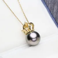

Natural Tahitian Black Pearl necklace 925 sterling silver jewelry the crown Necklace accessories women real pearl jewelry